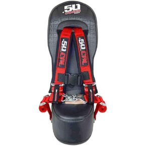 Rear Middle Bump Seat + Red 4 Point Harness with Latch Release, Compatible with Polaris General 4 Seat Models, UTV, Off Road Vehicle [5048A14 CB 6008A5] in Kuwait