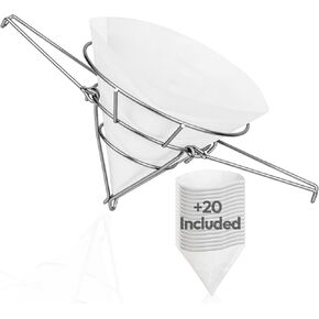 Deep Fryer Oil Filter Cone Holder Stand with 20 Paper Filters | Maple Syrup Filter Stand | Stainless Steel | 10'' Oil Fryer Filter Combo | Fry Oil Filter, Maple Filter, Deep Fryer Filter in Kuwait