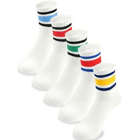 جوارب للأطفال مكونة من 5 قطع للأولاد من القطن الرياضي بدون خياطة لعمر 2-4، 4-6،6-8،8-10،10-12،12-14 سنة، ملونة in Kuwait