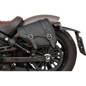 Leather saddlebag with magnetic quick buckles compatible with 2018-2024 Indian Scout Bobber, 2020-2024 Scout Bobber Sixty, 2019-2024 Scout Bobber Twenty, 2022-2024 Scout Rogue (Wrinkled- LEFT SIDE) in Kuwait
