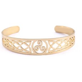 Fantasy Forge Jewelry Womens Mens Celtic Triskelion Bracelet Gold Stainless Steel Norse Triskele Cuff Bangle in Kuwait