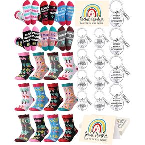 36 Pcs Social Worker Appreciation Gifts Sets Bulk Include Novelty Crew Socks Keychains with Thank You Cards for National Social Work Month Supplies in Kuwait