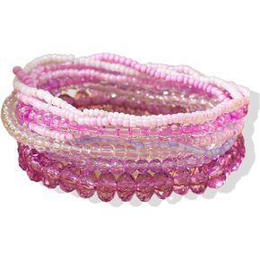 Bohemian Multilayer Stackable Seed Beaded Bracelets for Women,Colorful Crystal Beads Strand Bangle Bracelet,BFF Wristbands BraceletSummer Beach Hawaii Jewelry in Saudi Arabia