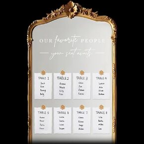 1 Pcs Wedding Seating Chart Decal Our Favorite People Mirror Stickers, Removable Letters Decals, 25 Wax Seal Stickers, 25 Cotton Watercolor Paper for Mirror Sign Wedding Decor (Black) in Kuwait