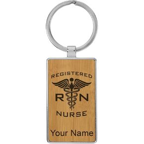 LaserGram Rectangle Keychain, RN Registered Nurse, Personalized Engraving Included (Metal Frame) in Kuwait