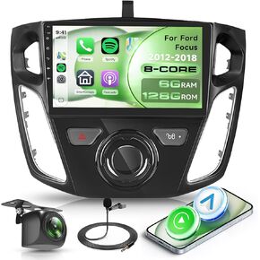 2G+64G Android Car Radio Car Stereo for Ford Focus 2012-2018 with Wireless Carplay Android Auto, 9’’ Touch Screen Head Unit with Mirror Link WiFi GPS Bluetooth FM RDS EQ AHD Backup Camera SWC MIC in Kuwait