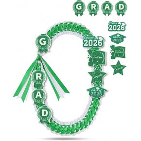 قلادة ZenNex Graduation Leis 2026 مصنوعة يدويًا بشريط Lei مزدوج الشريط مع رقع GRAD لإكسسوارات حفلات التخرج من المدرسة الثانوية in Kuwait