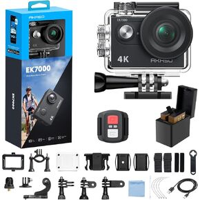 AKASO EK7000 4K30fps Action Camera - 131ft Waterproof Camera with EIS 4X Zoom Remote Control Ultra HD 20MP Underwater Camera with Accessories Kit in Kuwait