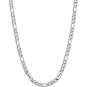 Custom4U سلسلة فيجارو من الفولاذ المقاوم للصدأ مخصصة للرجال والنساء، نقش عرض 5 مم/7 مم 1-5 أسماء سلسلة فيجارو، فولاذ/مطلي بالذهب عيار 14 قيراط/هدية عيد الأب الأسود مجوهرات الهيب هوب + صندوق هدايا إرسال in Kuwait