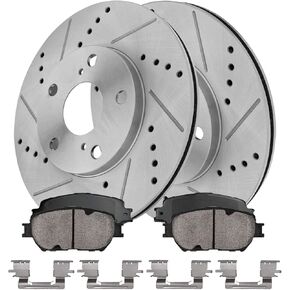 Front Brake Kit for 2002 2003 2004 2005 2006 Toyota Camry, Ceramic Brake Pads and Rotors Kit, Drilled and Slotted Brakes Replacement [10.83" Rotor] in Kuwait
