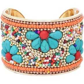 Bohemian Turquoise Stone Bracelets for Women Stackable Multilayer Beaded Bracelet Handmade Wide Cuff Bangle Trendy Boho Jewelry for Best Friends Dainty Hippie Charm Bracelet in Kuwait