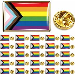 HAFILO 12/25/50/100/200 pieces Small rectangle Inclusive Progress Pride Pins Rainbow Gay Flag LGBTQ Progressive flag Lapel Pin pride badge for Clothes Backpack Hat Souvenir gift Bulk in Kuwait