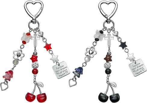 2Pcs Keychains for Women Cute Bag Charms with Alloy Swivel Clasp for Backpack Decoration Purse Charm in Saudi Arabia