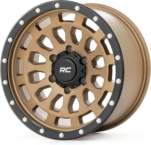 Rough Country 87 Series 17x8.5" Bronze Aluminum Wheel with Black Ring & Simulated Beadlock - 6x5.5 Bolt Pattern, +0mm Offset, Durable One-Piece Rim for Trucks & Jeeps in Saudi Arabia