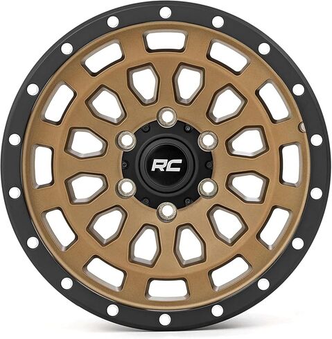 Rough Country 87 Series 17x8.5" Bronze Aluminum Wheel with Black Ring & Simulated Beadlock - 6x5.5 Bolt Pattern, +0mm Offset, Durable One-Piece Rim for Trucks & Jeeps in Saudi Arabia