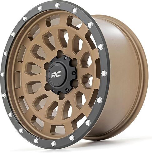 Rough Country 87 Series 17x8.5" Bronze Aluminum Wheel with Black Ring & Simulated Beadlock - 6x5.5 Bolt Pattern, +0mm Offset, Durable One-Piece Rim for Trucks & Jeeps in Saudi Arabia