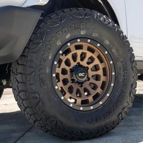 Rough Country 87 Series 17x8.5" Bronze Aluminum Wheel with Black Ring & Simulated Beadlock - 6x5.5 Bolt Pattern, +0mm Offset, Durable One-Piece Rim for Trucks & Jeeps in Saudi Arabia
