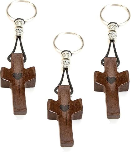 3 PCS Christian Cross Keychain for Women,Wooden Pocket Cross Fidget Keychain for Men,Cross My Heart,Small Jesus Keychains for Encouragement,Stress/Anxiety Relief,Christmas Gifts Family in Kuwait
