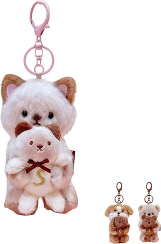 Warm Furry Plush Keychain - Adorable Animal Hug Charms for Women, Handbag & Backpack Accessories in Kuwait