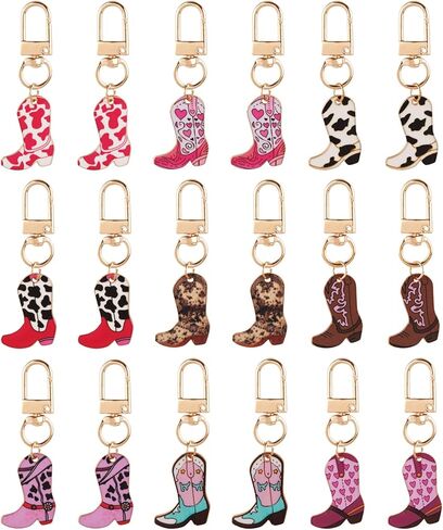 18 Pack Metal Cowboy Boots Keychains Western Key rings for Handbag Purse Decoration in Kuwait
