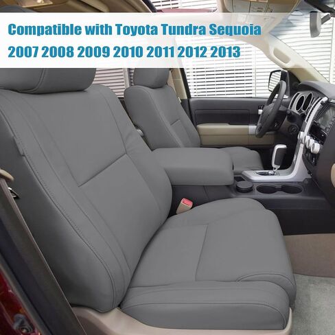 غطاء مقعد بديل من الجلد الرمادي للسائق والراكب من Priprilod متوافق مع Toyota Tundra 2007 2008 2009 2010 2011 2012 2013 in Saudi Arabia