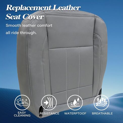 GXARTS Driver Side Bottom Replacement Leather Seat Cover Slate Gray #D5 Compatible with Dodge Ram 1500 2500 3500 4500 2006 2007 2008 2009 in Saudi Arabia