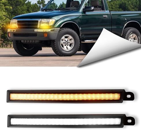 المصد الأمامي لضوء النهار LED لسيارة Toyota Tacoma 1998 1999 2000 | إشارة انعطاف متسلسلة كهرمانية، ضوء DRL أبيض وضوء ضباب | استبدال دعامة حشو المصد العلوي للجانب الأمامي in Saudi Arabia