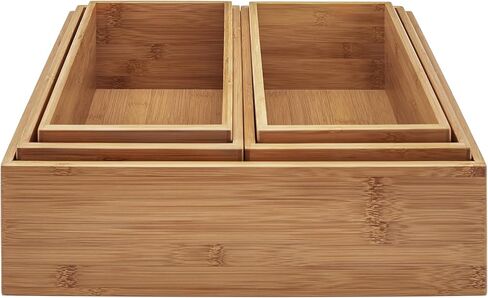 صينية تنظيم من خشب الخيزران الكلاسيكي من إشبيلية، المطبخ والمنزل والمكتب وأدوات الأدراج غير المرغوب فيها وأدوات المائدة والفضيات وأدوات المائدة والأقلام (كبيرة) in Kuwait