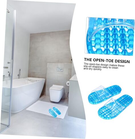 Hollowed Bath Slippers Quick Drying Design 1 Pair of Crystal Massage Slippers for Bathroom Comfortable Draining for Home Use in Saudi Arabia