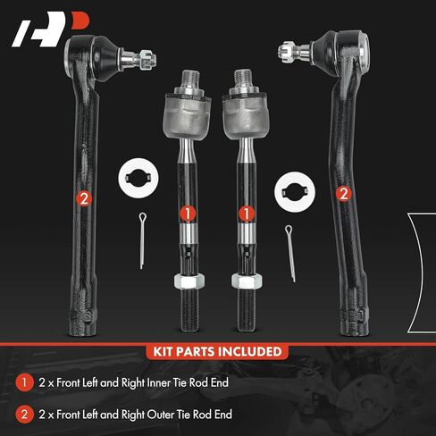 A-Premium Set of 4, Front Inner & Outer Tie Rod End Kit, Compatible with Kia Sedona 2015-2021 in Saudi Arabia