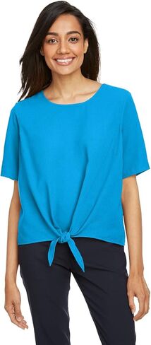 Ladies Tie-Front Blouse-Ocean Blue-XL in Kuwait