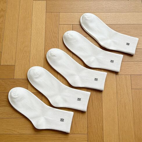 5 Pairs Men's Mid-Calf Socks for Winter, 95% Polyester, Pack of 5 Pairs, White, Model KM265 in Saudi Arabia