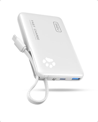 INIU Portable Charger, Slimmest 10000mAh Power Bank with Build in USB-C Cable, 20W PD Fast Charging USB C in&Out Battery Pack, External Phone Charger for iPhone 16 15 14 13 Samsung S22 S21 Google etc in Kuwait