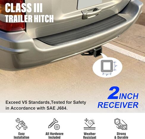 Trailer Hitch, 2 inch Towing Hitch Receiver with Class 3 Hitch Cover Compatible with Jeep Grand Cherokee 1999-2004 in Saudi Arabia