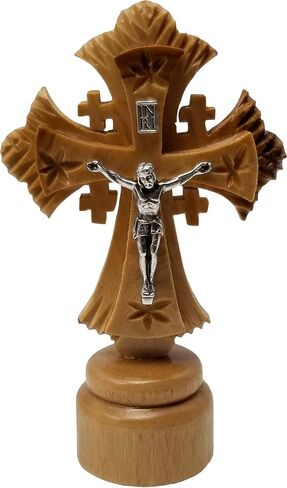 Logos Trading Post Holy Land Olive Wood Saint Benedict Hanging Wall Cross from Israel, Wooden Church Cross for Wall, Token of Religious Symbolism - XL, 8" in Kuwait