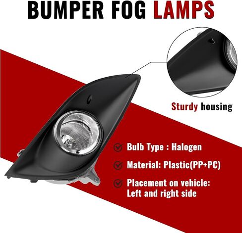زوج من مصابيح الضباب HECASA مع إطار متوافق مع 2013-2017 Hyundai Veloster Turbo Front Bumper Clear Lens Fog Lamp أسود الحافة اليسرى واليمنى لاستبدال HY2593153 HY2592153 HY1038140 HY1039140 in Saudi Arabia