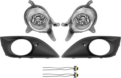 زوج من مصابيح الضباب HECASA مع إطار متوافق مع 2013-2017 Hyundai Veloster Turbo Front Bumper Clear Lens Fog Lamp أسود الحافة اليسرى واليمنى لاستبدال HY2593153 HY2592153 HY1038140 HY1039140 in Saudi Arabia