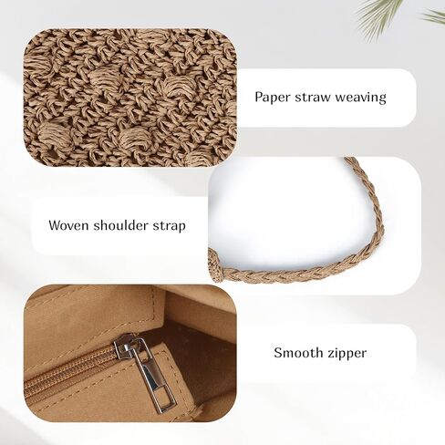 حقيبة الشاطئ من Freie Liebe Summer Straw للنساء حقيبة كتف منسوجة ومحفظة هوبو للسفر وعطلات العطلات in Kuwait