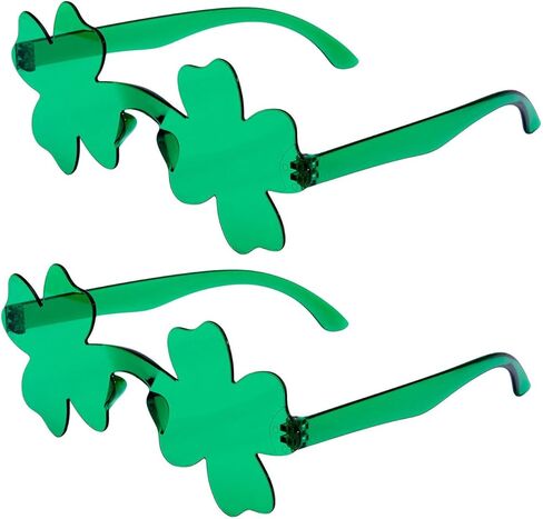 قطعتان من نظارات عيد القديس باتريك الخضراء شامروك، نظارات أيرلندية بأربع أوراق، نظارات البرسيم الأخضر لصالح الحفلات in Kuwait