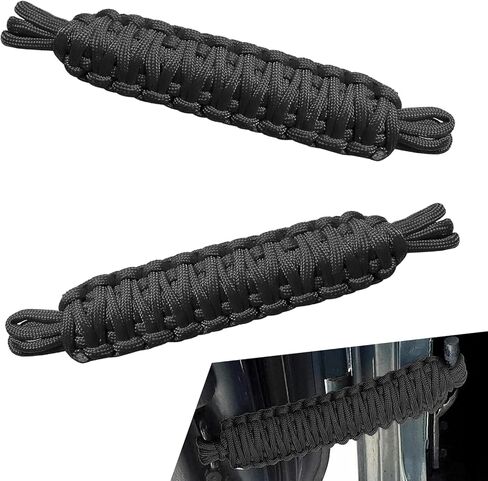 2 PCS Door Limit Straps, Windproof Door Panel Anti-collision Protection Locator, Heavy-duty Parachute Rope Hand-woven Straps, Compatible with Jeep Wrangler CJ YJ TJ JK JKU JL (Black) in Saudi Arabia