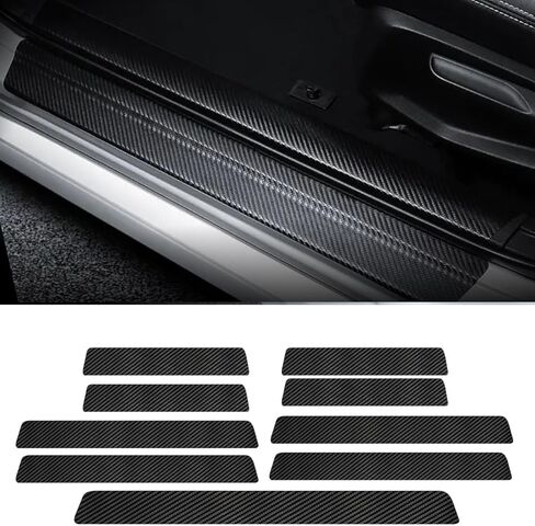 واقي عتبة باب السيارة متوافق مع سيارة شيفروليه تشيفي إكوينوكس الجديدة 2025-2016 المخصصة كروس أوفر LT RS ملصق حماية عتبة ألياف الكربون المضاد للخدش، وواقي حافة دخول الجذع والباب (9 قطع) in Kuwait