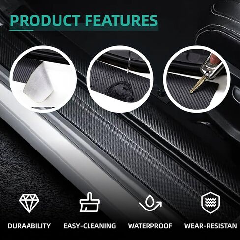 واقي عتبة باب السيارة متوافق مع سيارة شيفروليه تشيفي إكوينوكس الجديدة 2025-2016 المخصصة كروس أوفر LT RS ملصق حماية عتبة ألياف الكربون المضاد للخدش، وواقي حافة دخول الجذع والباب (9 قطع) in Kuwait
