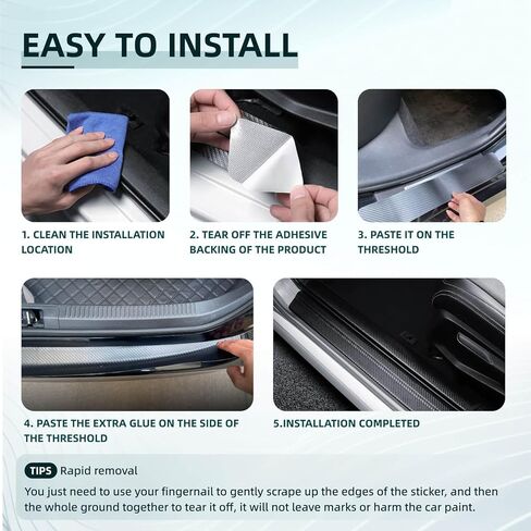 واقي عتبة باب السيارة متوافق مع سيارة شيفروليه تشيفي إكوينوكس الجديدة 2025-2016 المخصصة كروس أوفر LT RS ملصق حماية عتبة ألياف الكربون المضاد للخدش، وواقي حافة دخول الجذع والباب (9 قطع) in Kuwait