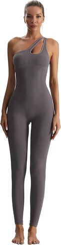 One Piece Jumpsuit for Women, Yoga Bodycon Ribbed Jumpsuit with Tummy Control Bodysuits for Women Full Length in Saudi Arabia