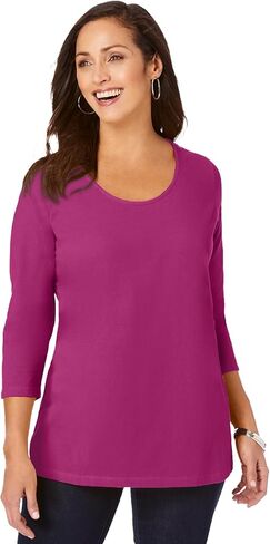 Jessica London Women's Plus Size Stretch Cotton Scoop Neck Tee in Saudi Arabia