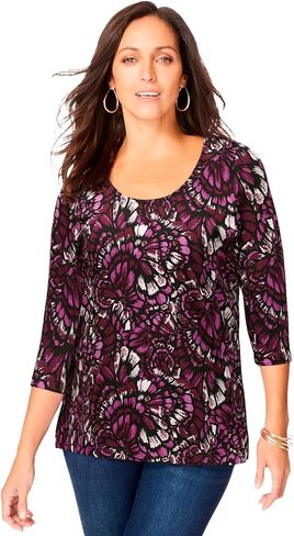 Jessica London Women's Plus Size Stretch Cotton Scoop Neck Tee in Saudi Arabia