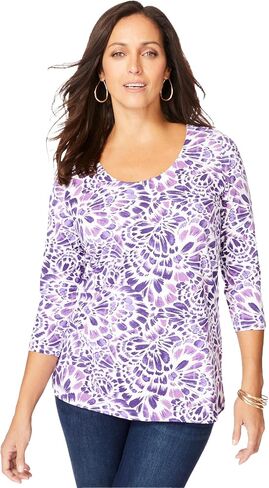 Jessica London Women's Plus Size Stretch Cotton Scoop Neck Tee in Saudi Arabia