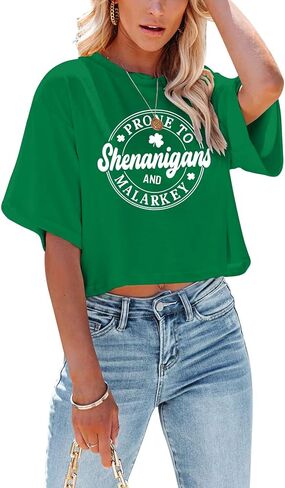 St Patricks Day Shirt Women Luck Shamrock Shirts Cute Saint Patricks Day Crop Top Irish Raglan Shirt in Kuwait