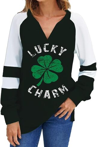 St Patricks Day Shirts Women Irish Graphic Raglan Long Sleeve Festival Ladies Lucky Shamrock Shirts in Saudi Arabia