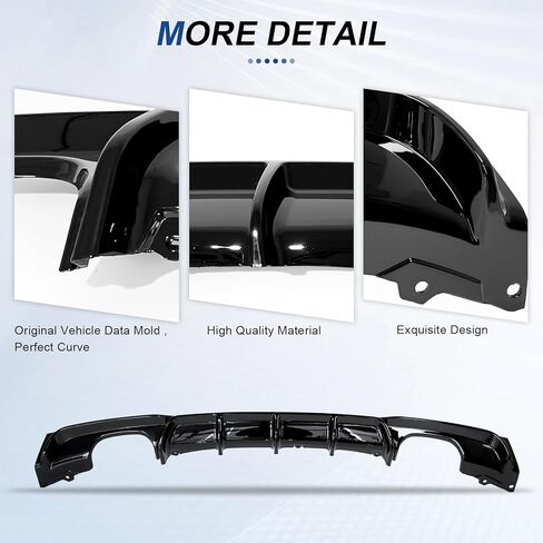 Rear Diffuser for 2013-2019 BMW 3 Series F30 F31 328i 330i MT MP M-Sport Rear Bumper Lower Lip,Glossy Black Diffuser,Double Side Dual Out in Kuwait